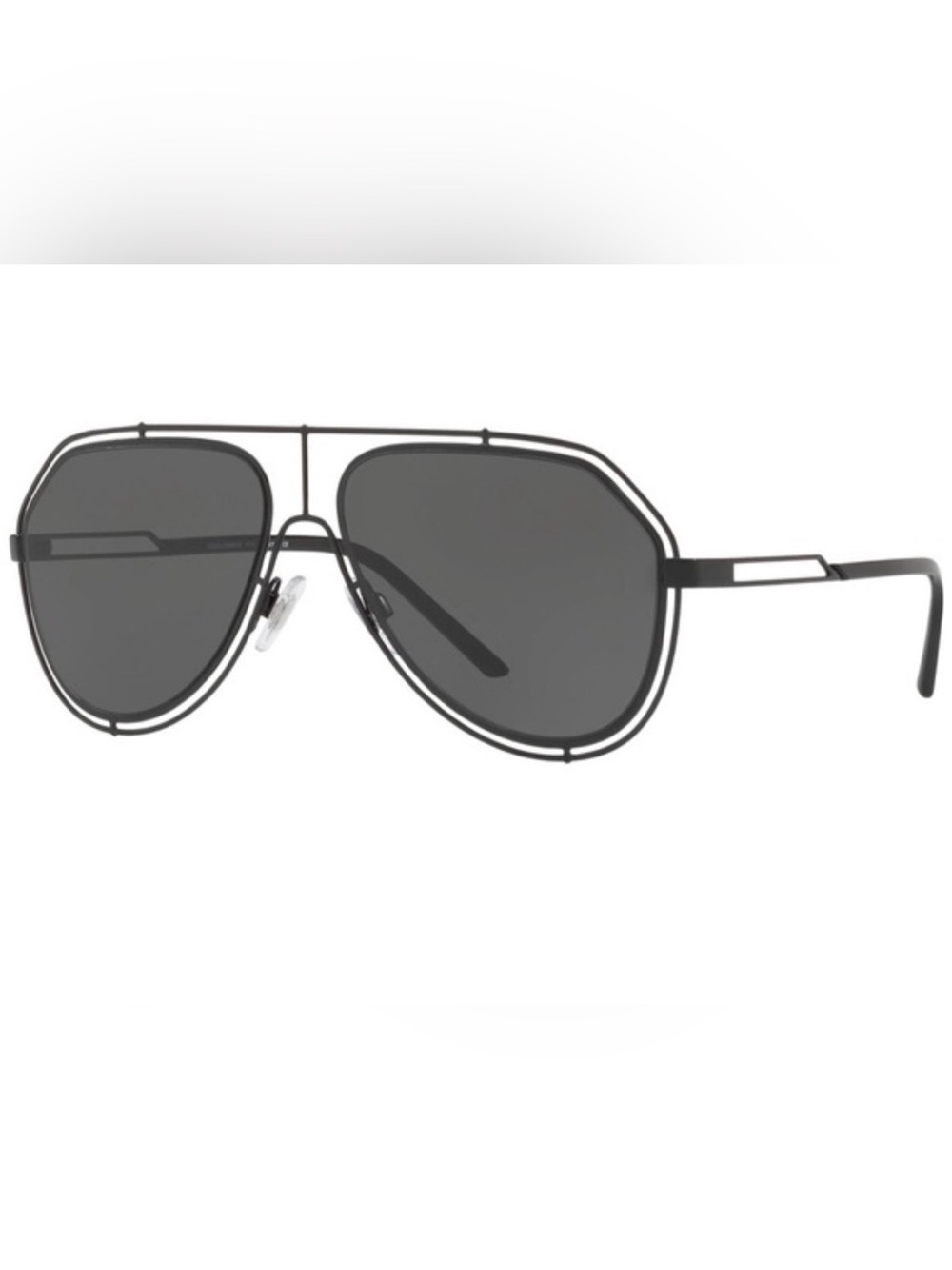 DOLCE GABBANA 2176/01/87
 Black Aviator Sunglasses - Modern Double-Frame Design